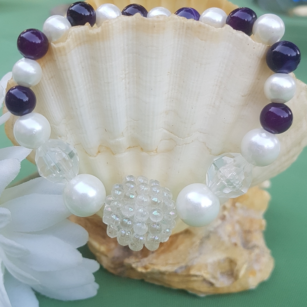 🧜🏼‍♀️ Bubble Cluster Purple Agate Bracelet